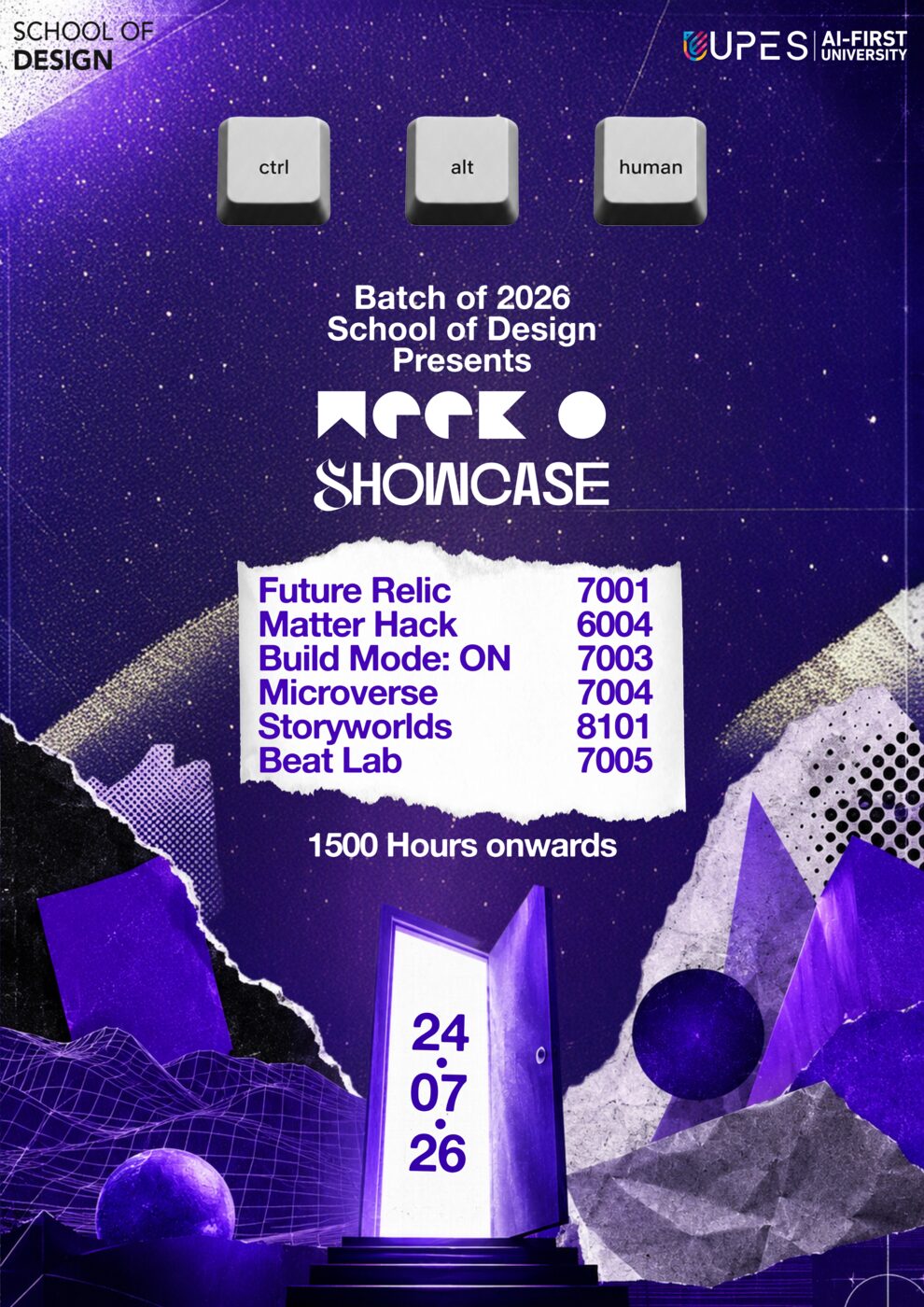 UPES School of Design Week 0 Showcase key art